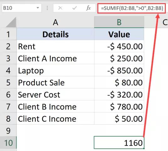 Hướng dẫn cách chỉ tính tổng các số dương hoặc âm trong Excel